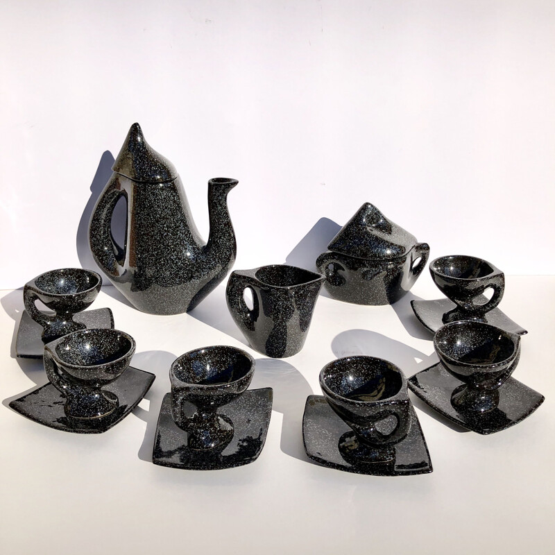 Black tea set in ceramic of Vallauris