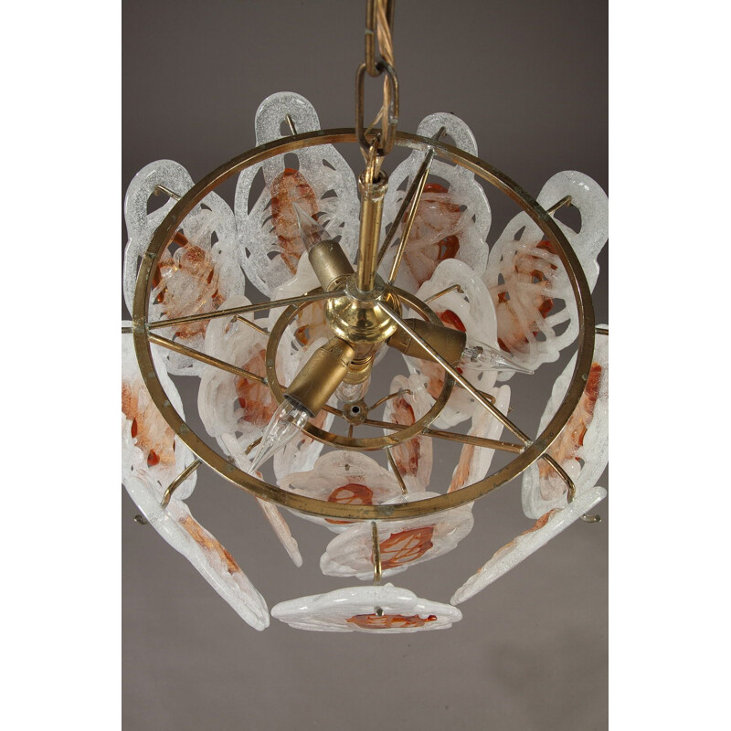 Vintage white chandelier in Murano glass