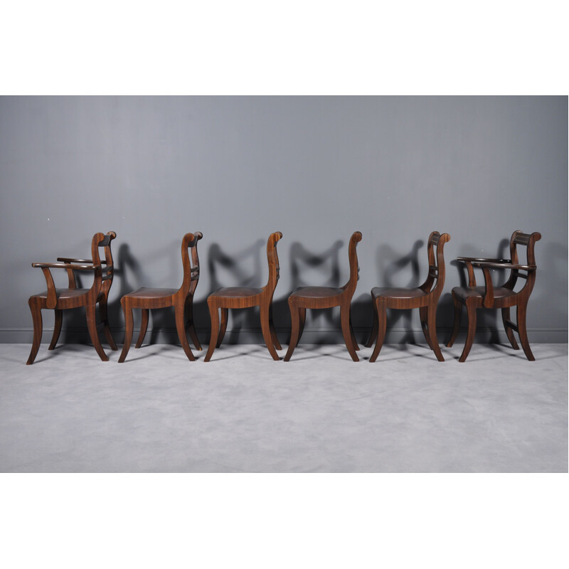 Set of 6 vintage chairs in mahogany