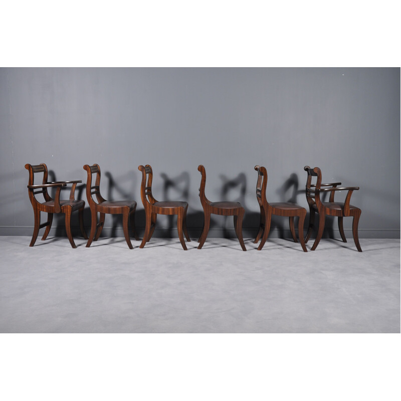 Set of 6 vintage chairs in mahogany