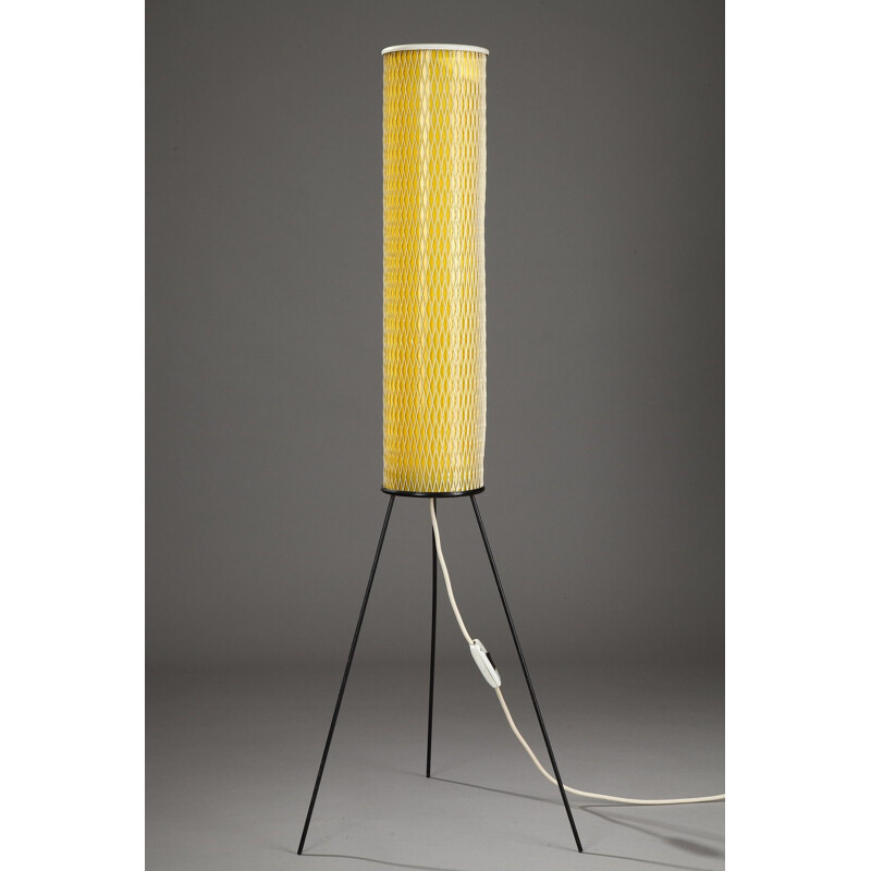 Yellow tripod floor lamp in plastic