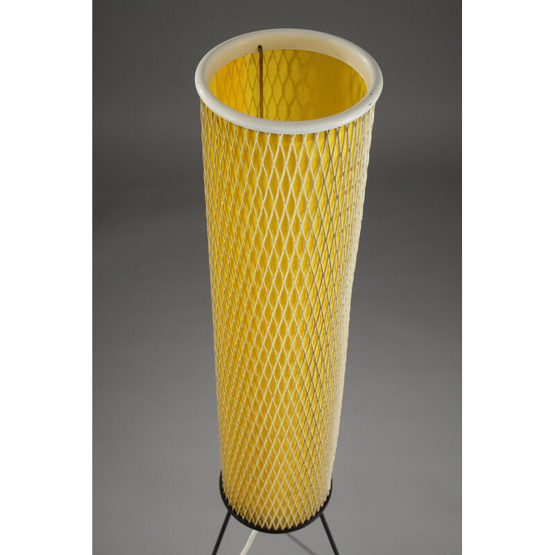 Yellow tripod floor lamp in plastic