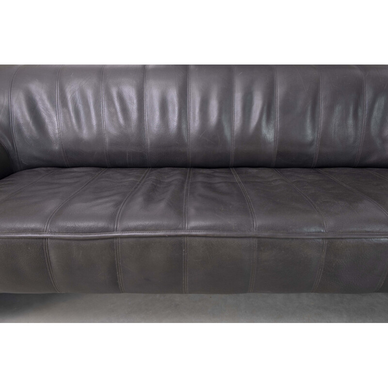 Black leather 3-seater sofa by De Side, model 44