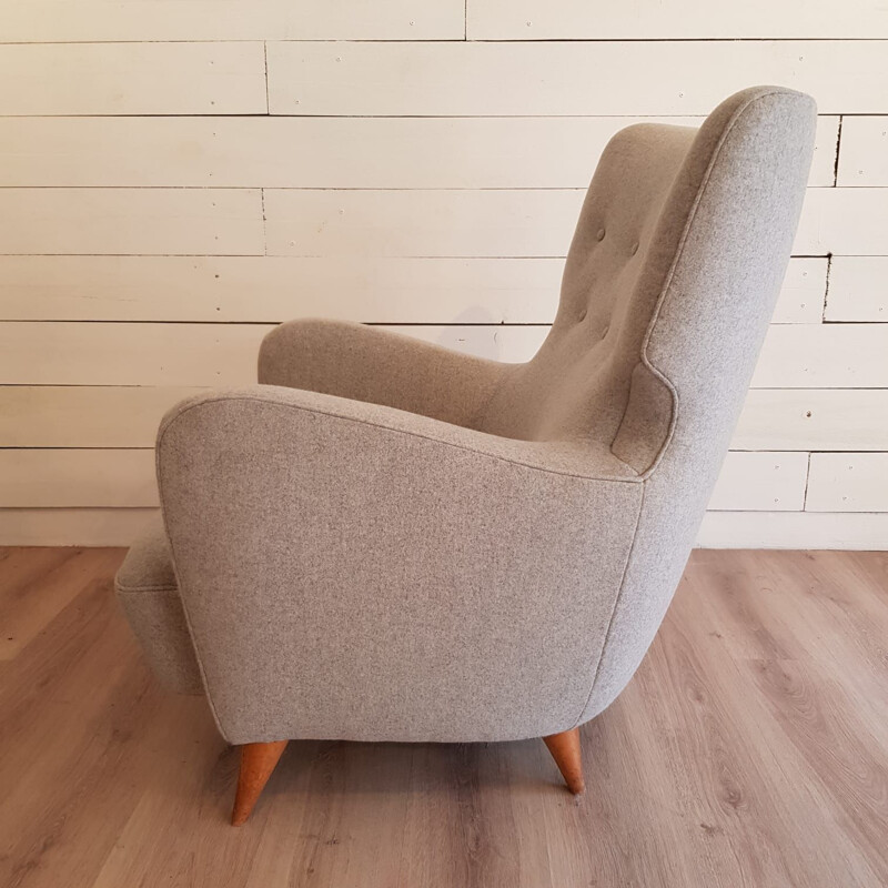 Pair of gray armchairs by Henri Caillon for Erton