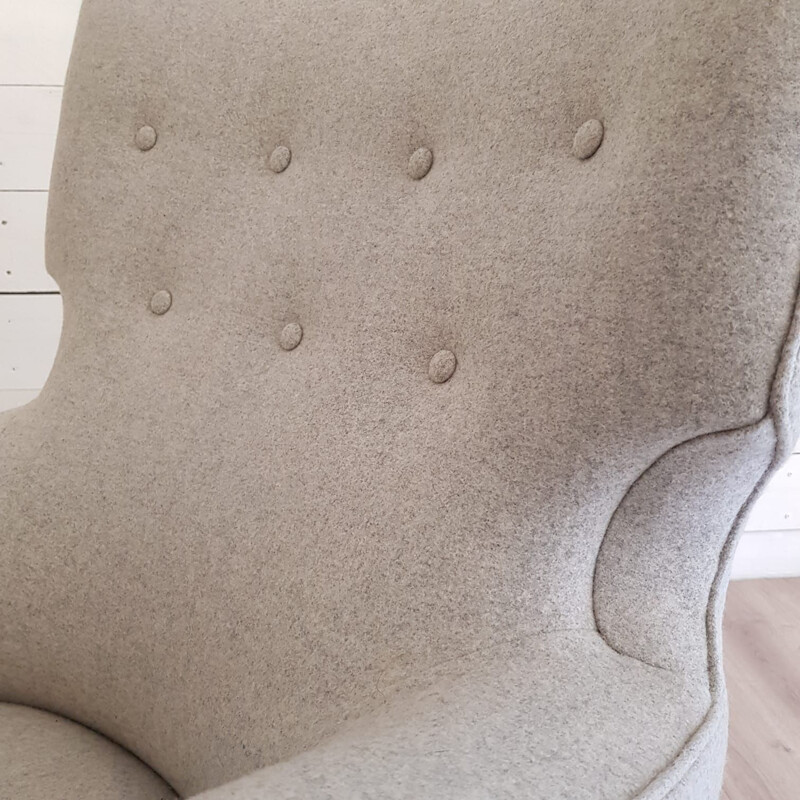 Pair of gray armchairs by Henri Caillon for Erton