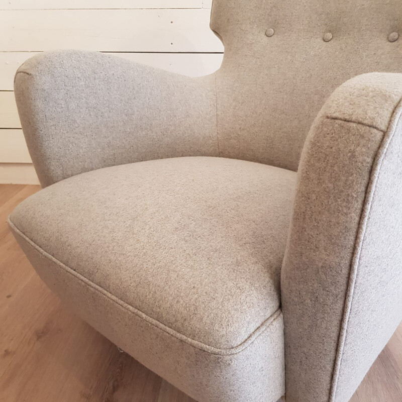 Pair of gray armchairs by Henri Caillon for Erton