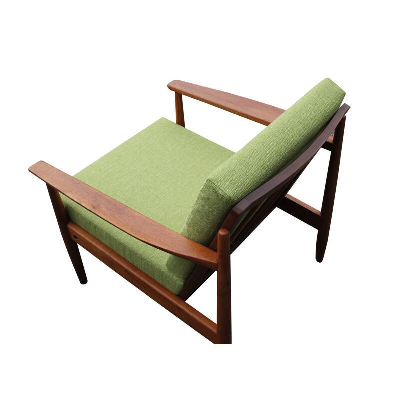 Fauteuil vert vintage en teck