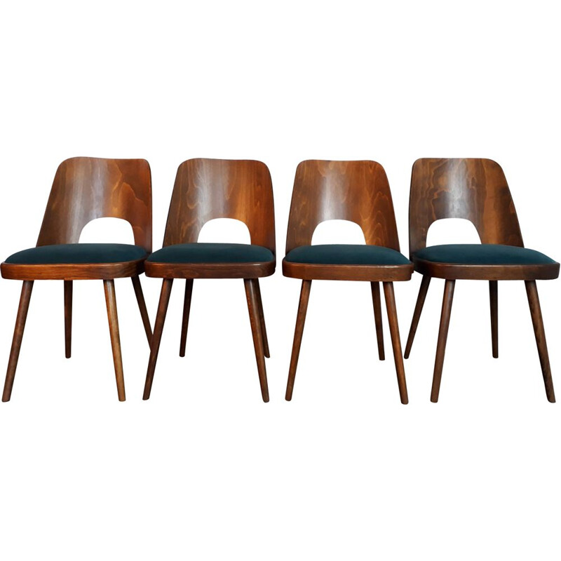 Suite de 4 chaises bleues par Oswald Haerdtl pour TON