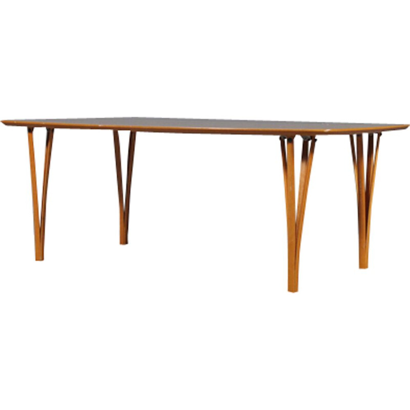 Vintage Super Ellipse danish table for Gansgo in beechwood 1960