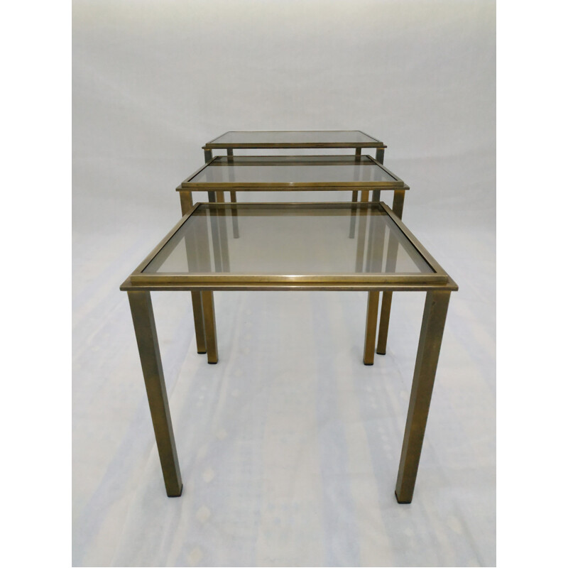 Set of 3 nesting tables in brass