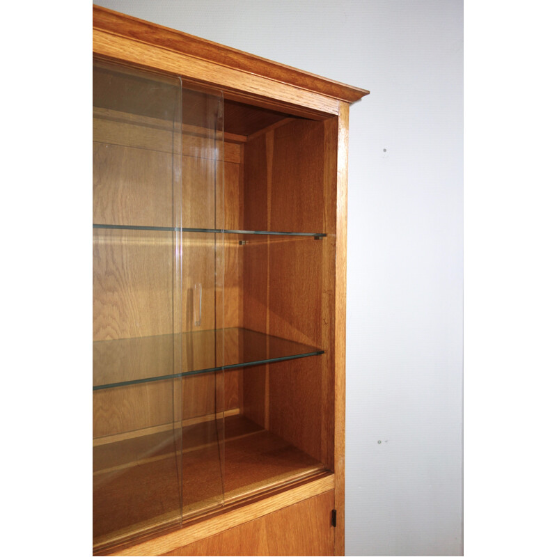 Vintage oak and glass bookcase