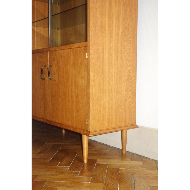 Vintage oak and glass bookcase