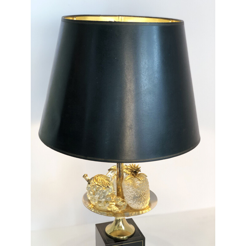 Crystal and brass table lamp for Maison Charles