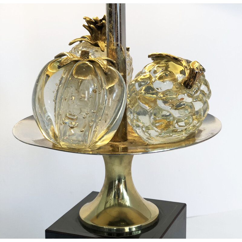 Crystal and brass table lamp for Maison Charles