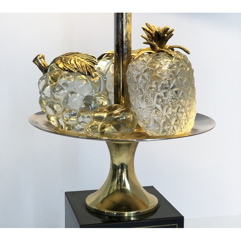 Crystal and brass table lamp for Maison Charles