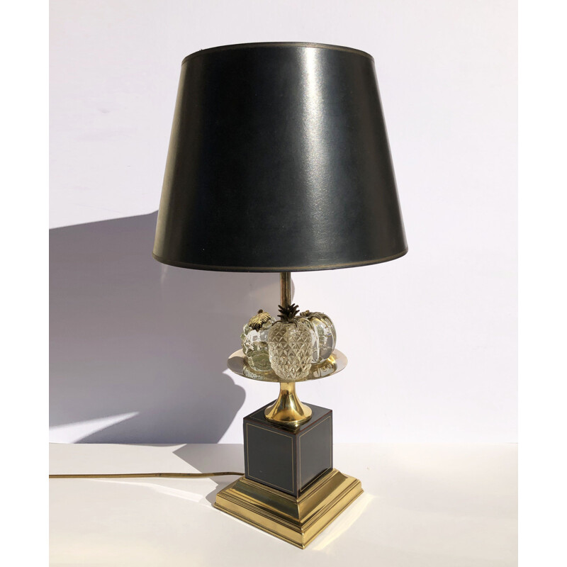 Crystal and brass table lamp for Maison Charles