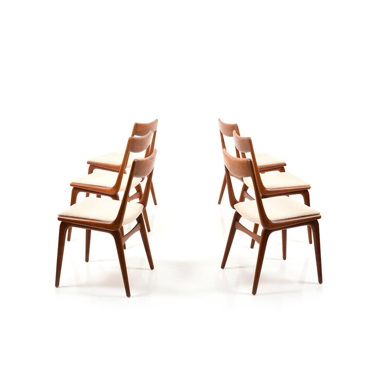 Set of 6 vintage boomerang teak chairs by Alfred Christensen