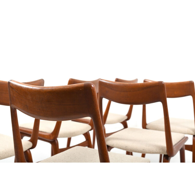 Set of 6 vintage boomerang teak chairs by Alfred Christensen