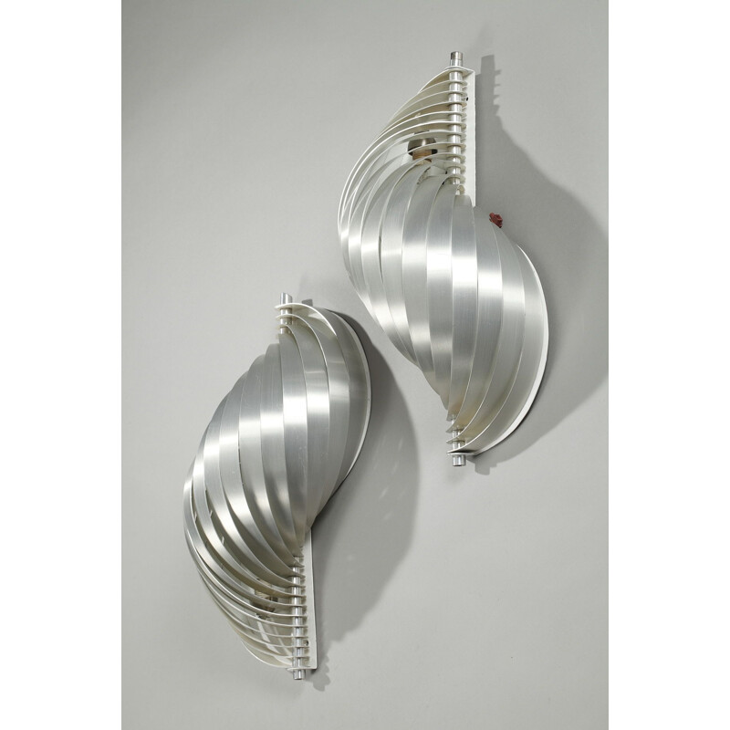 Set of 2 vintage wall lamp in metal by Henri Mathieu