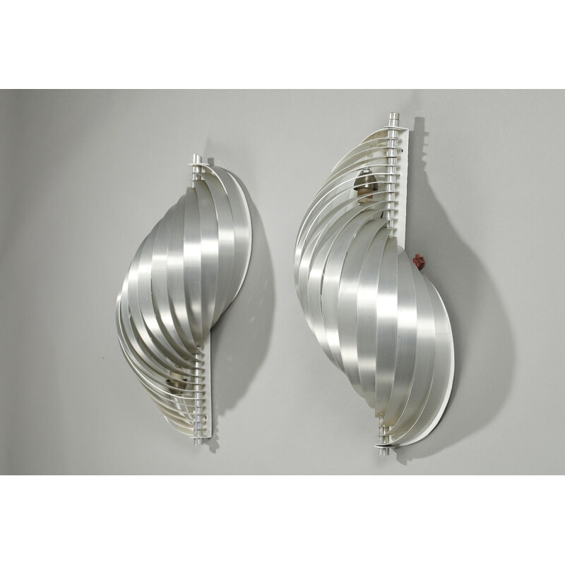 Set of 2 vintage wall lamp in metal by Henri Mathieu