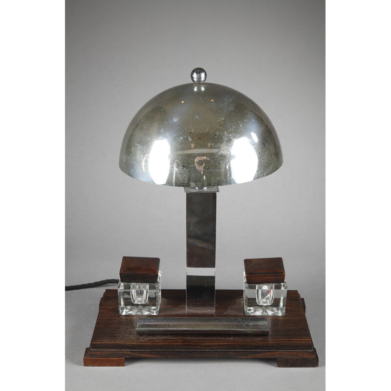 Lampe vintage avec encrier en métan et ébène de Macassar