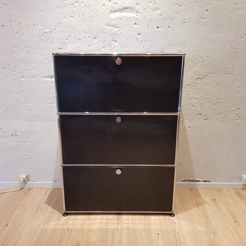 Meuble de rangement vintage USM Haller noir