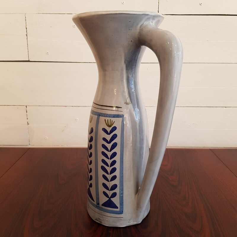 Vintage large pitcher in Vallauris ceramic by Roger Capron