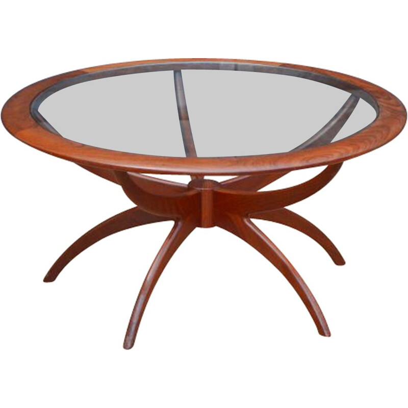 Table vintage Spider pour G-Plan en teck et verre 1960