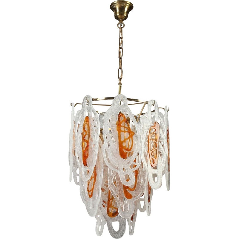 Vintage white chandelier in Murano glass