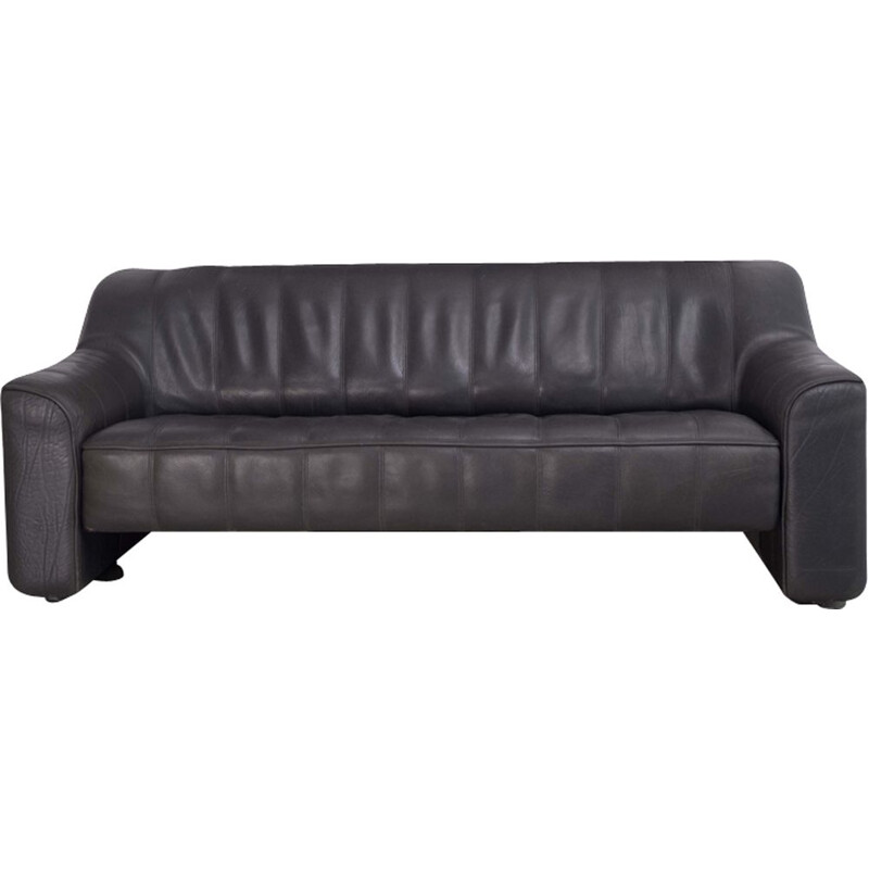 Black leather 3-seater sofa by De Side, model 44
