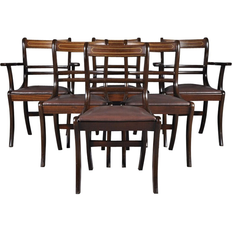 Set of 6 vintage chairs in mahogany