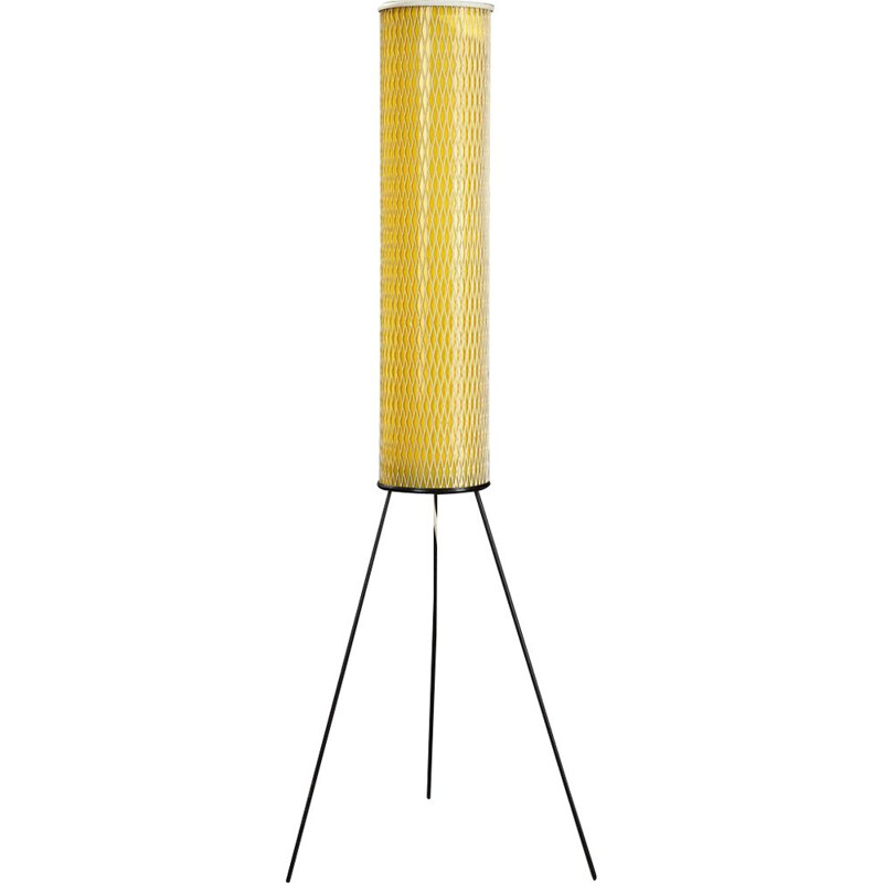 Yellow tripod floor lamp in plastic