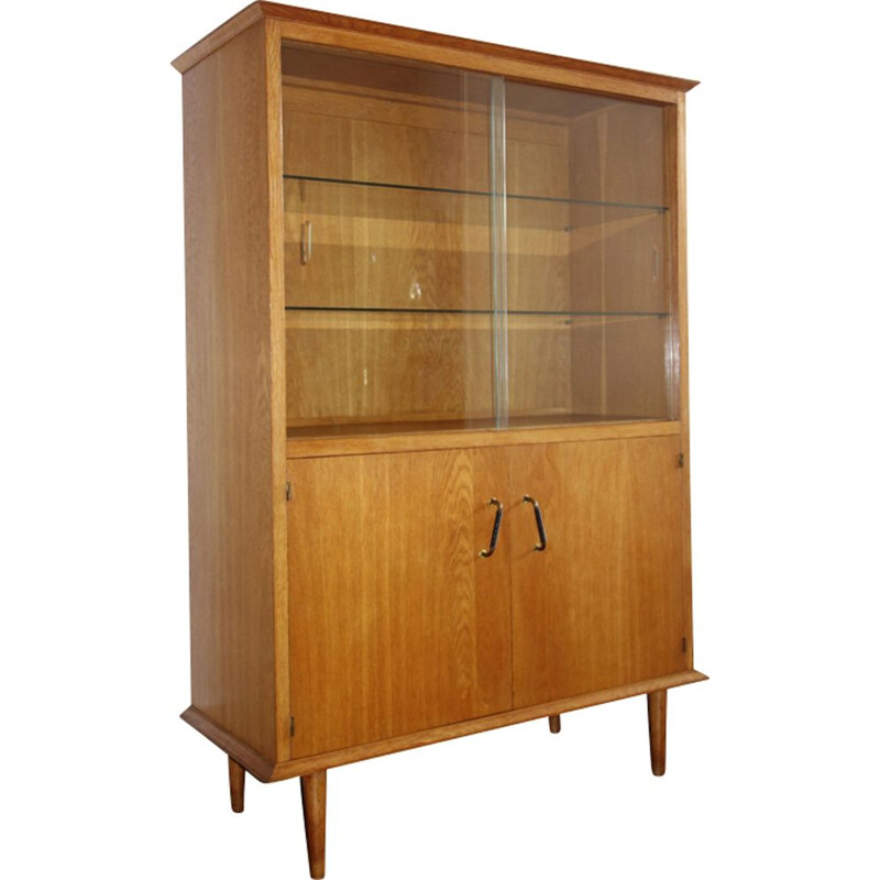 Vintage oak and glass bookcase
