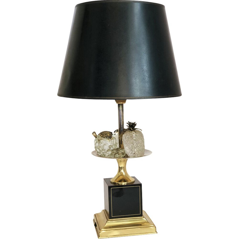 Crystal and brass table lamp for Maison Charles