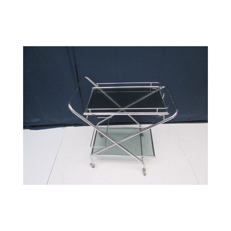 Vintage folding trolley in chrome with wheels