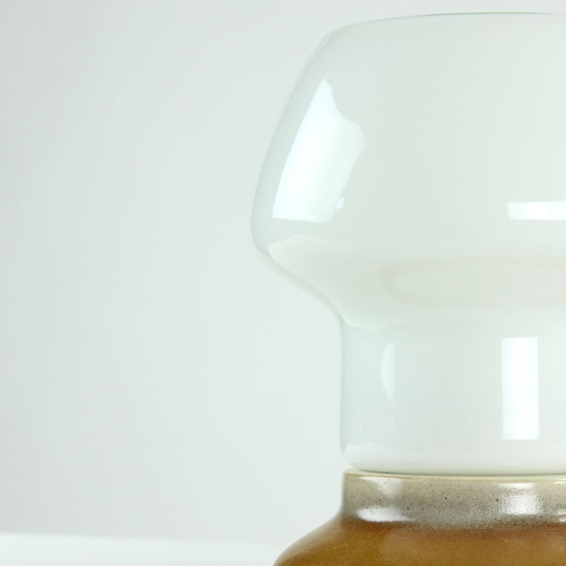 Lampe vintage en porcelaine et verre opalin blanc par Kamenicky Senov