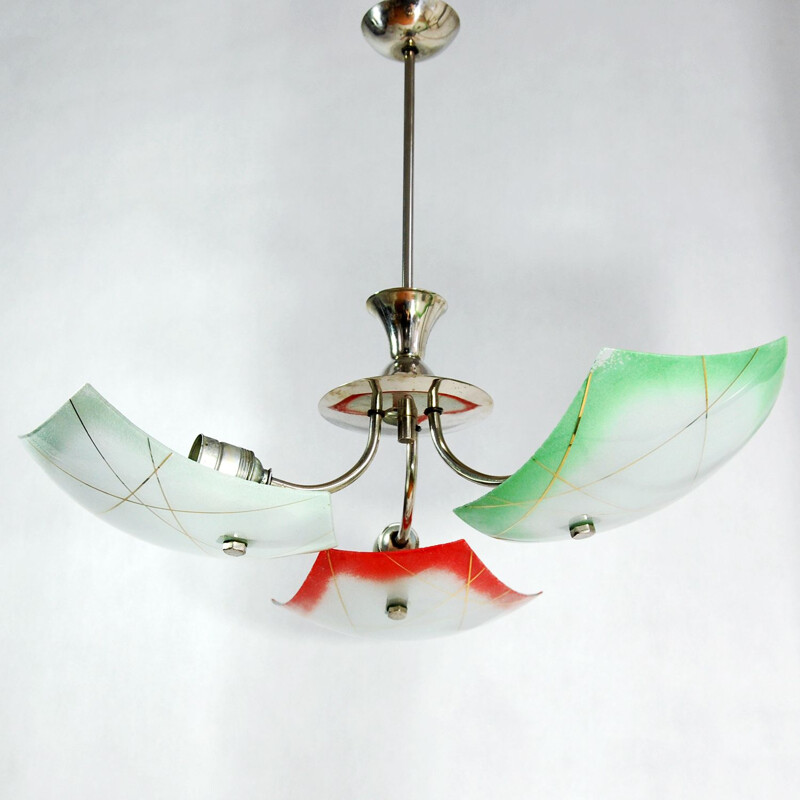 Vintage 3-armed chandelier by Kasiński Poznań