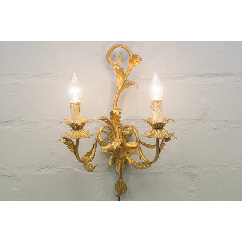 Set of 2 vintage Italian brass wall lamps