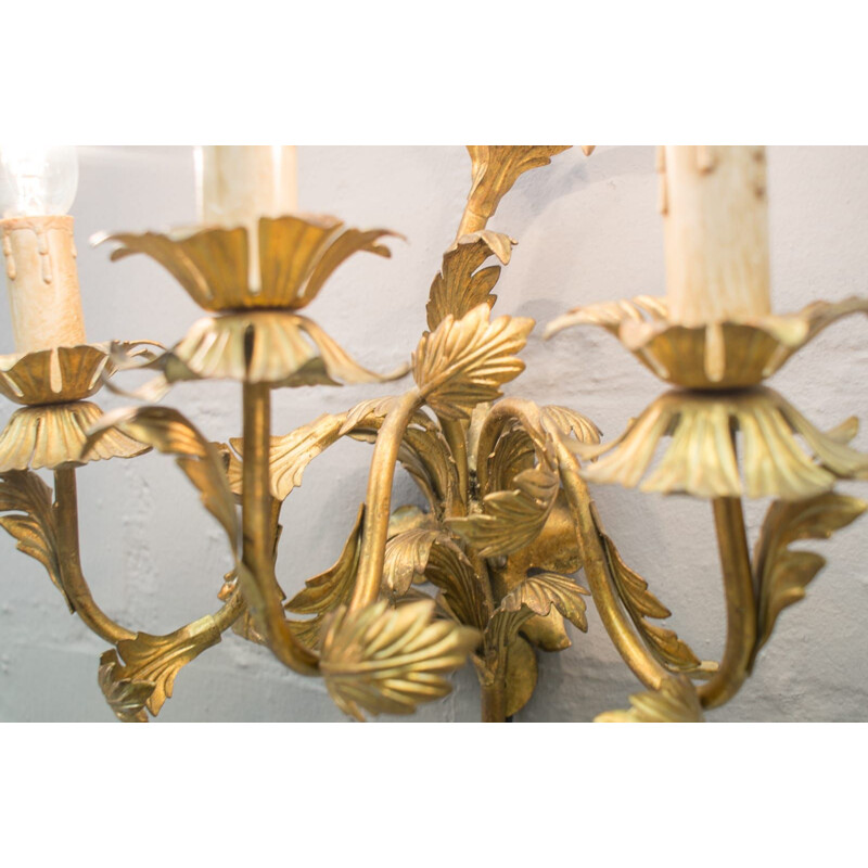 Set of 2 vintage Italian brass wall lamps