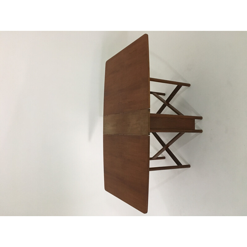 Vintage scandinavian folding table in wood 1960 wooden