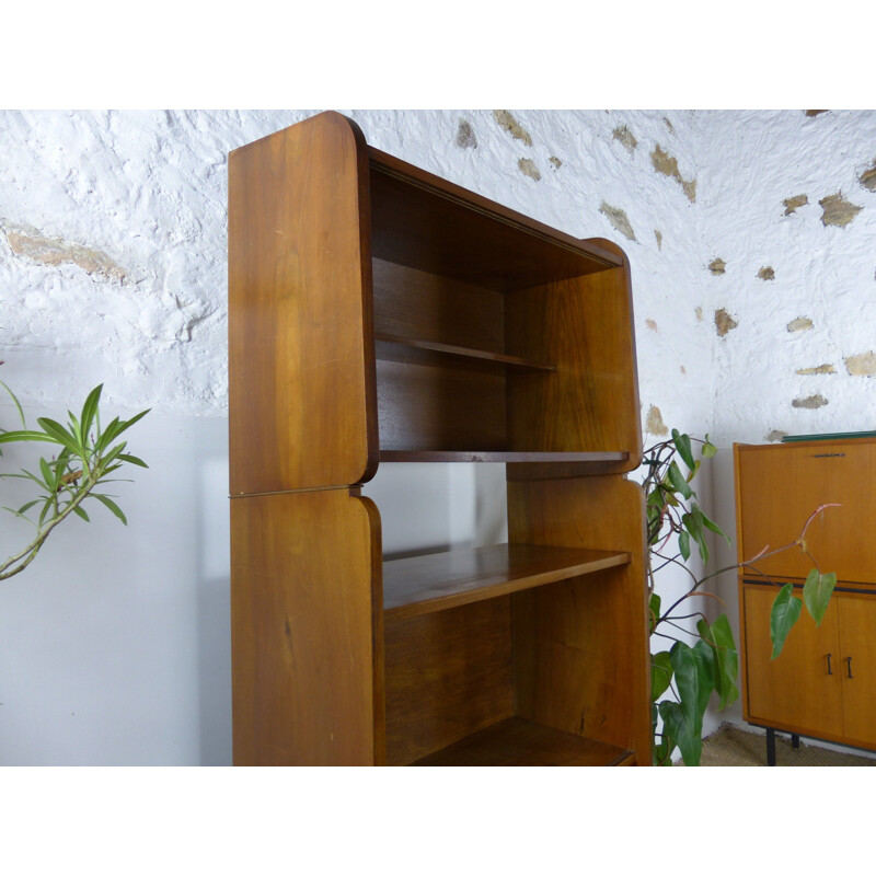 French vintage bookcase in walnut 1950