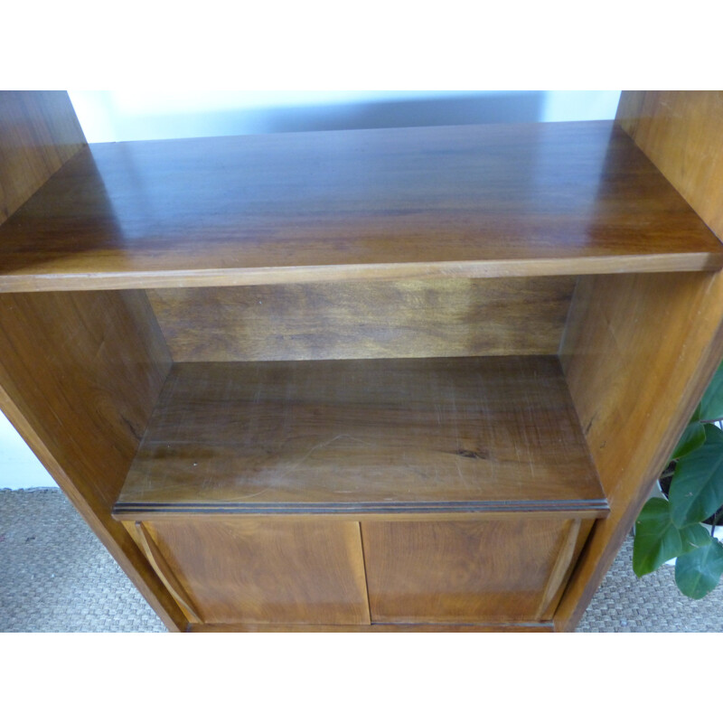 French vintage bookcase in walnut 1950