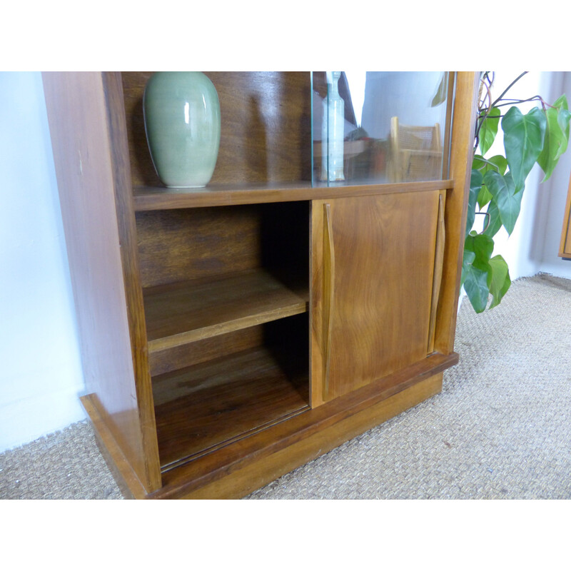 French vintage bookcase in walnut 1950