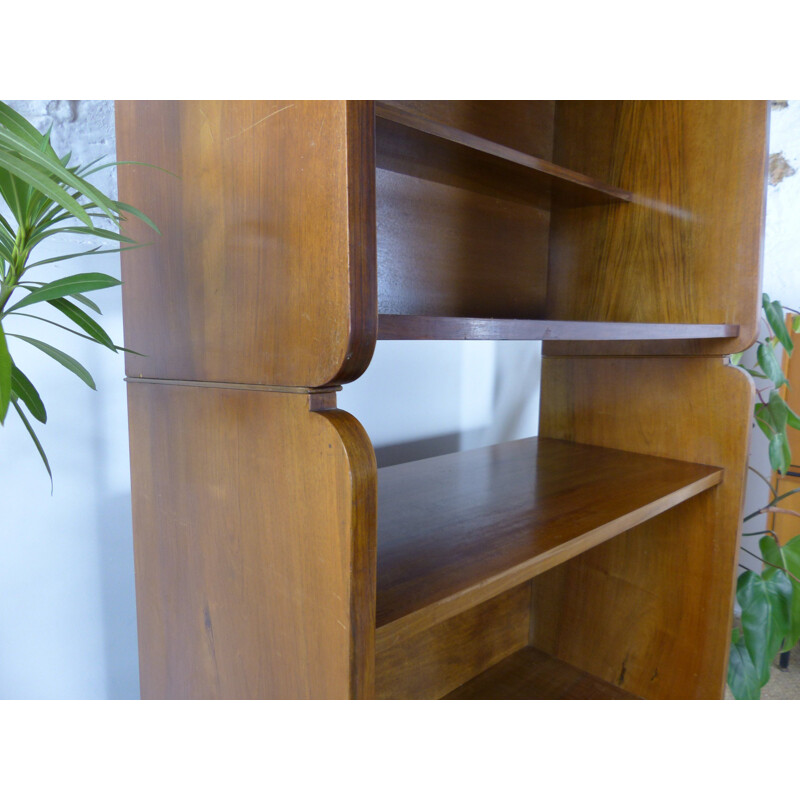 French vintage bookcase in walnut 1950