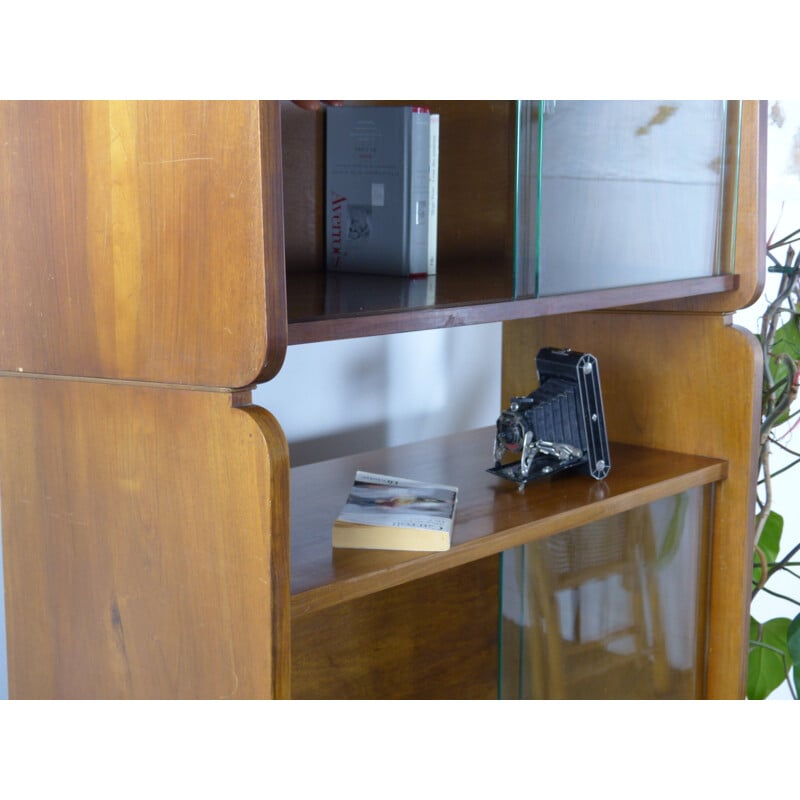 French vintage bookcase in walnut 1950