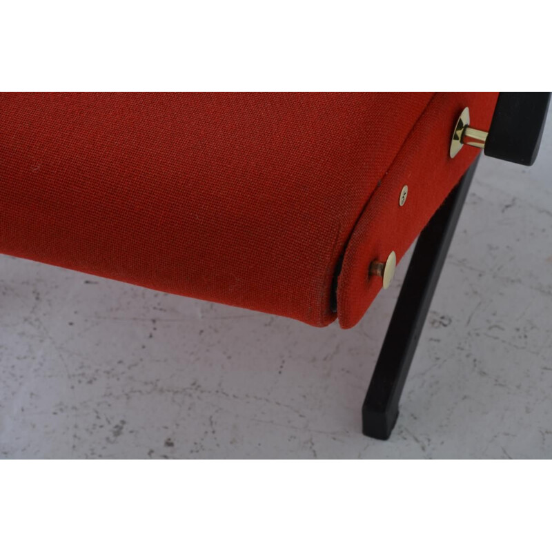 Vintage P40 armchair for Tecno in red fabric 1960
