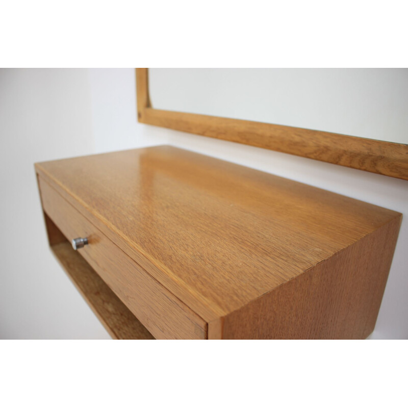 Set of vintage mirror and drawer in oak for Aksel Kjersgaard 1960