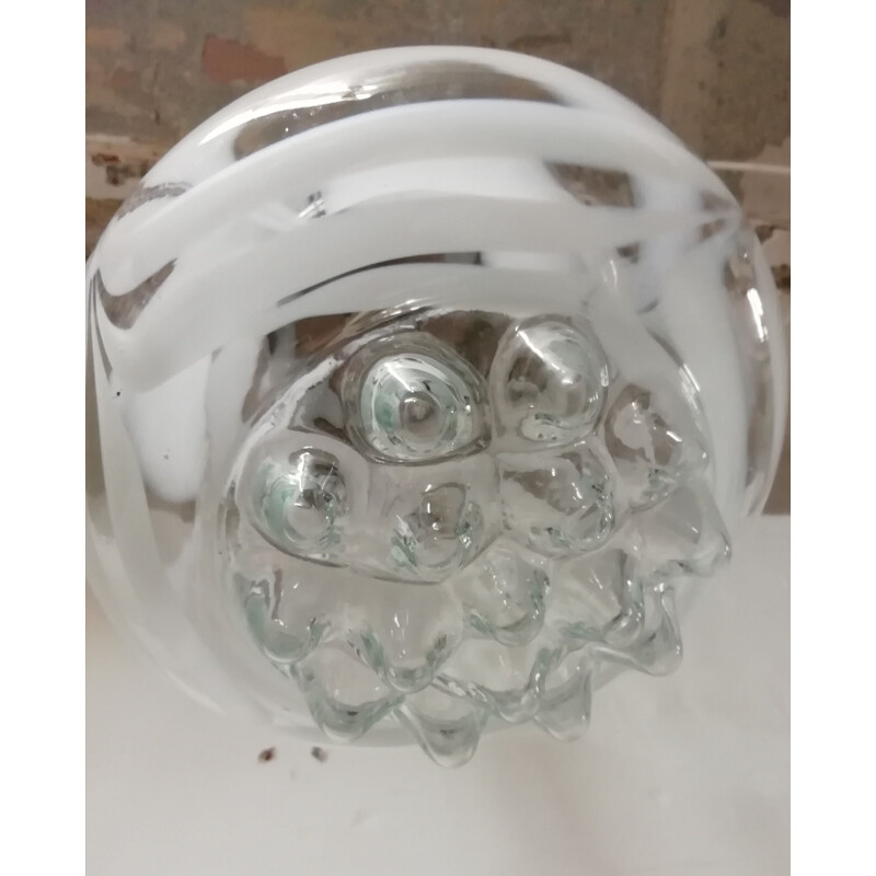Lámpara de techo de cristal vintage "Zebre" de Murano