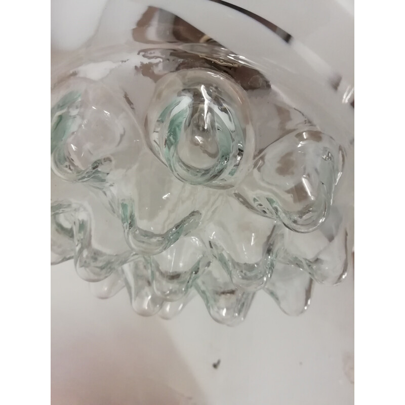 Lámpara de techo de cristal vintage "Zebre" de Murano
