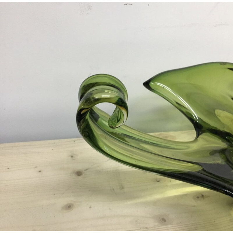 Vintage green Murano glass jar